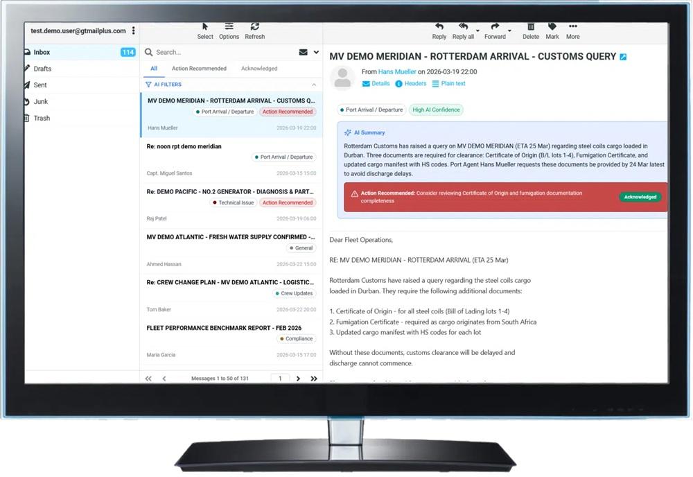 GTMaritime Introduces AI Email Intelligence to Help Vessel Crews Manage Critical Communications